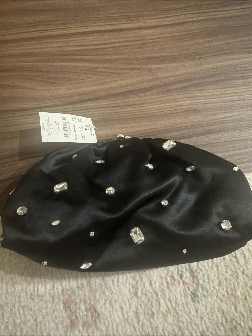J. Crew Satin & Rhinestone Clutch NWT